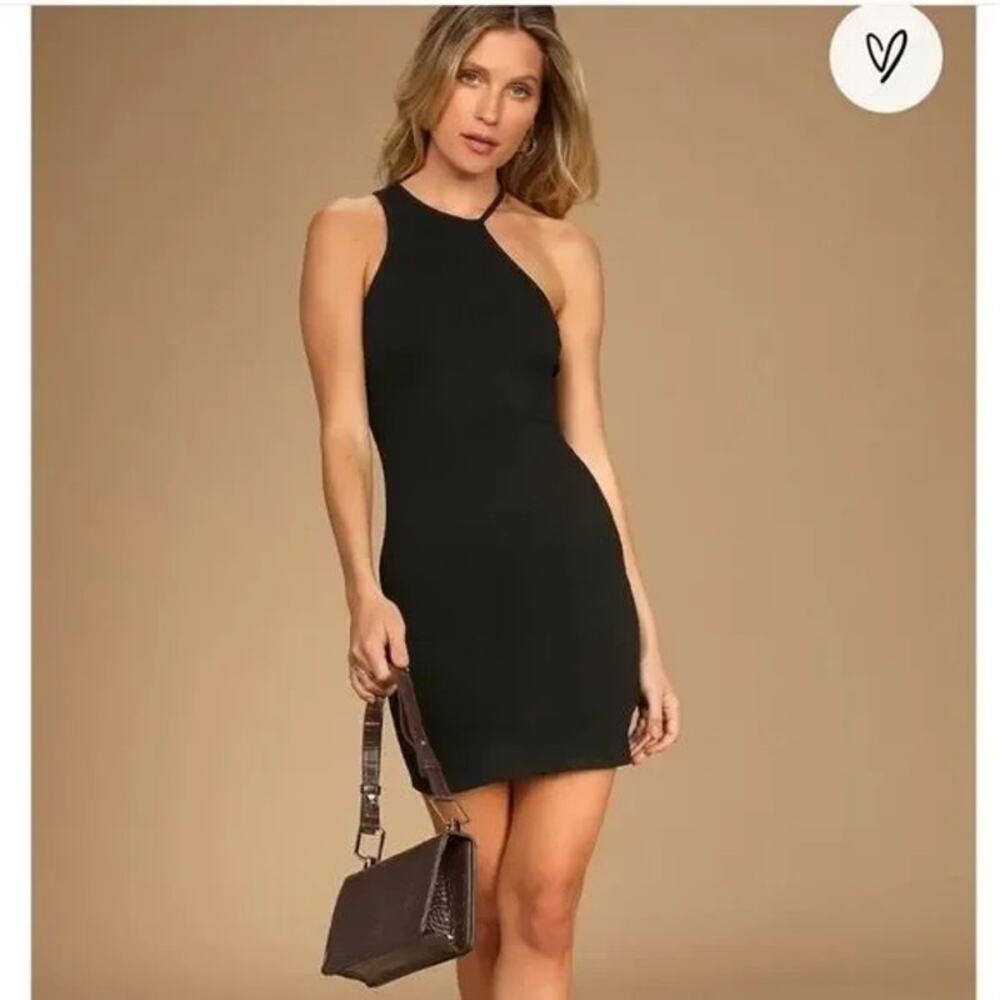 Lulu's Bodycon Ribbed Mini Dress Black Small NWT